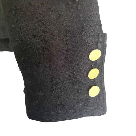 VINTAGE Paula Klein Paris Couture Wool 2-PC Suit Blazer Skirt Black L - Picture 7 of 16